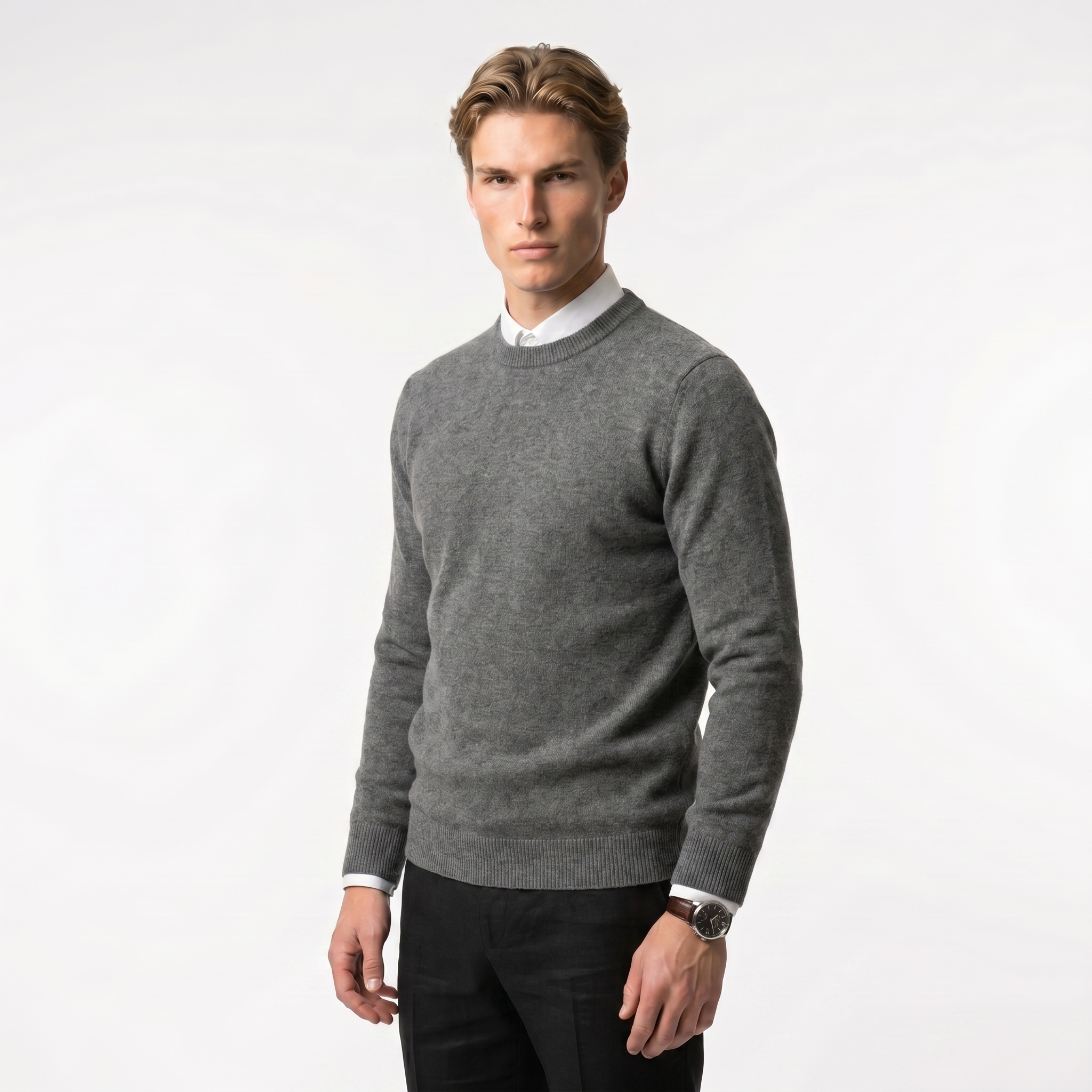 Men's Winter Pullover Sweater - Warm Knit Fabric - Classic Casual Style for Everyday Wear