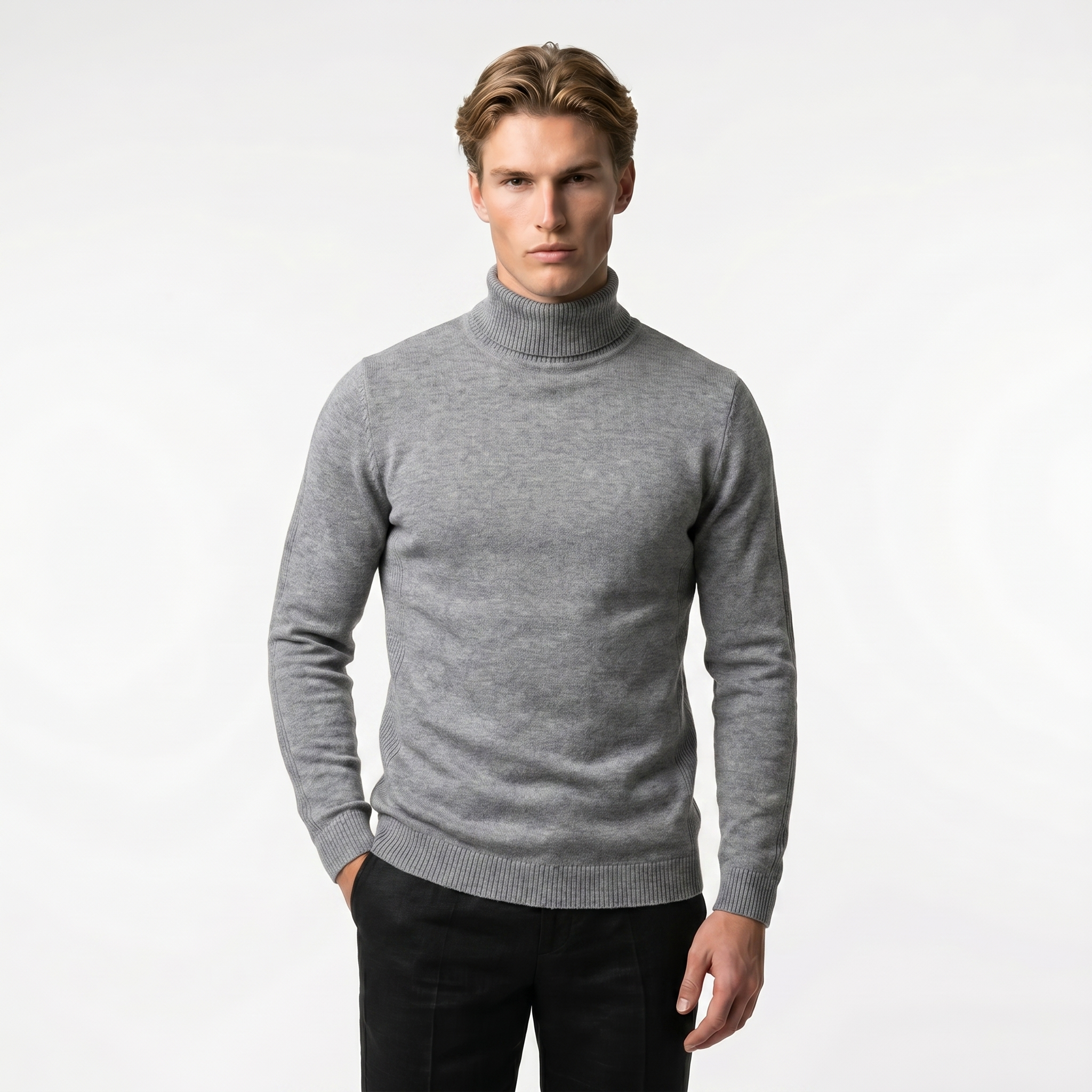 Men's Turtleneck Sweater in Soft Knit Fabric for Casual or Formal Wear