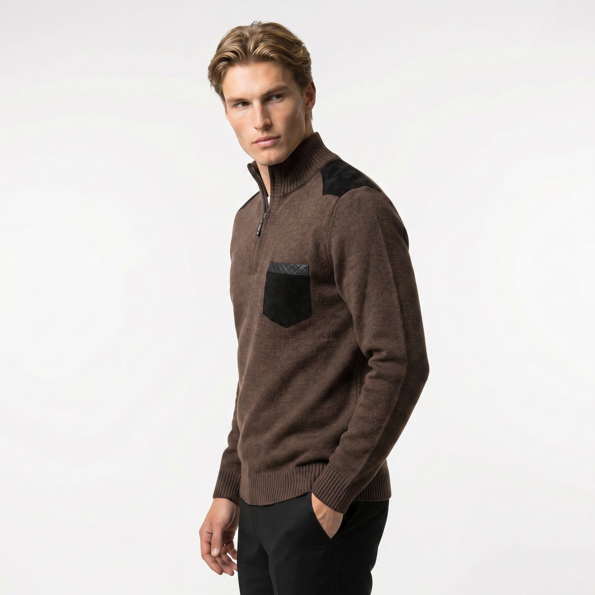 Men's Knit Zip Sweater with Pocket | Comfortable Casual Wear for Everyday Style