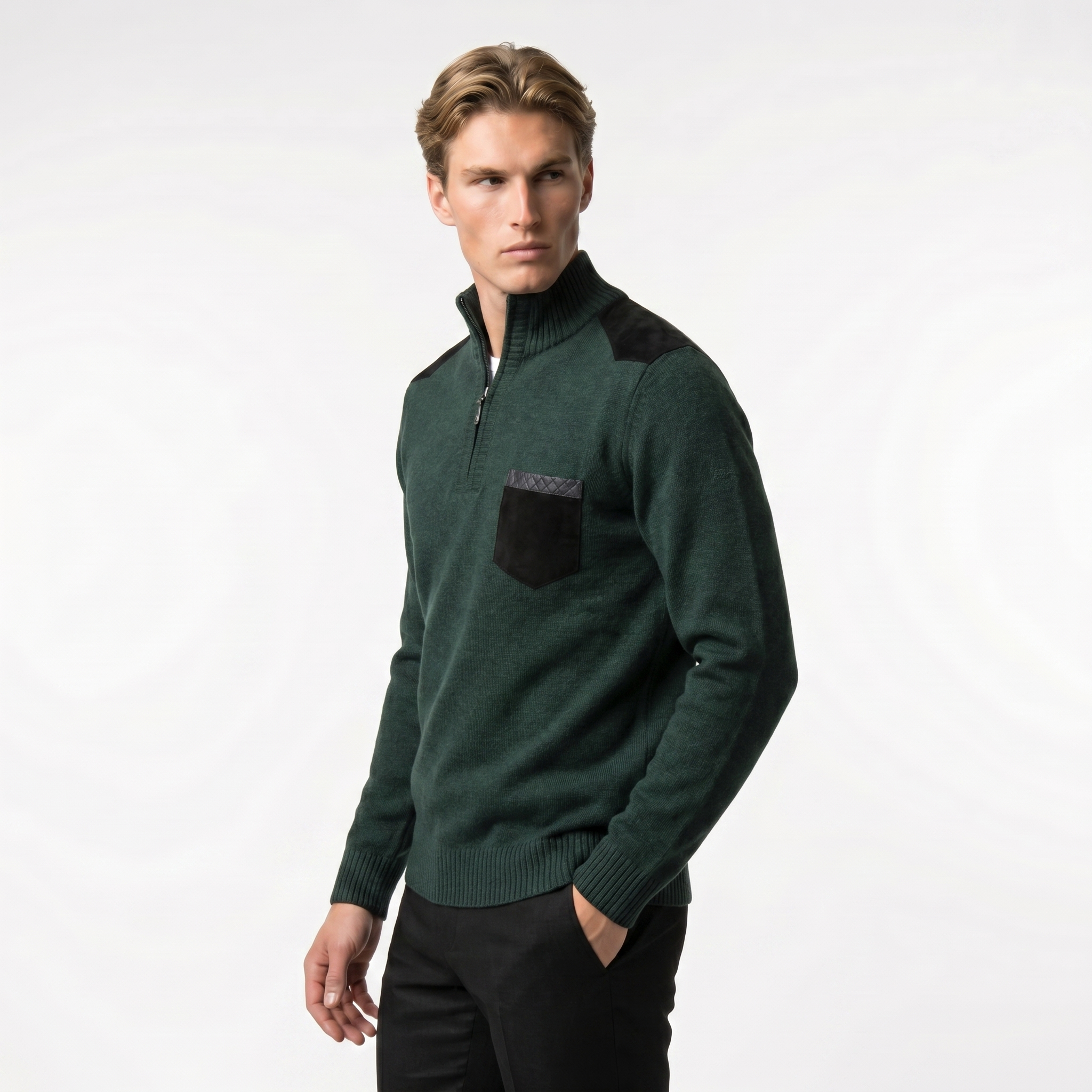 Men's Knit Zip Sweater with Pocket | Comfortable Casual Wear for Everyday Style
