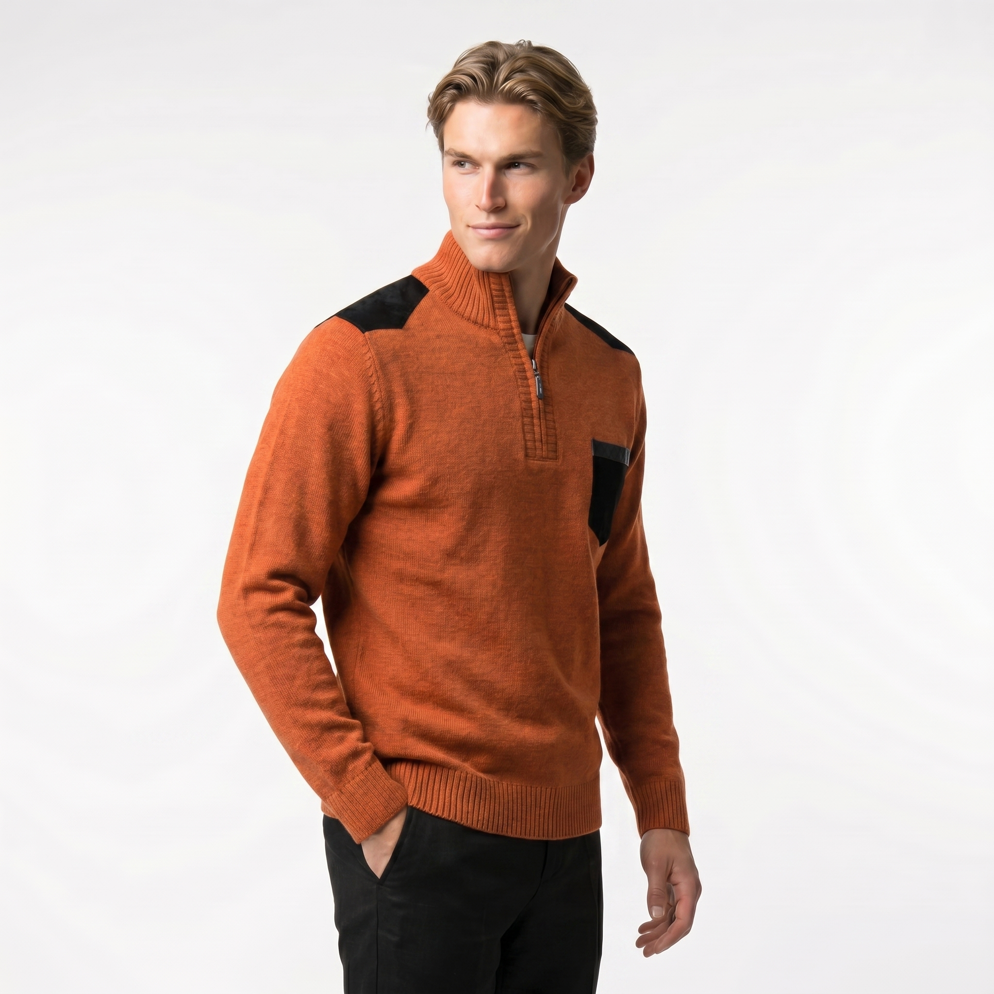 Men's Knit Zip Sweater with Pocket | Comfortable Casual Wear for Everyday Style