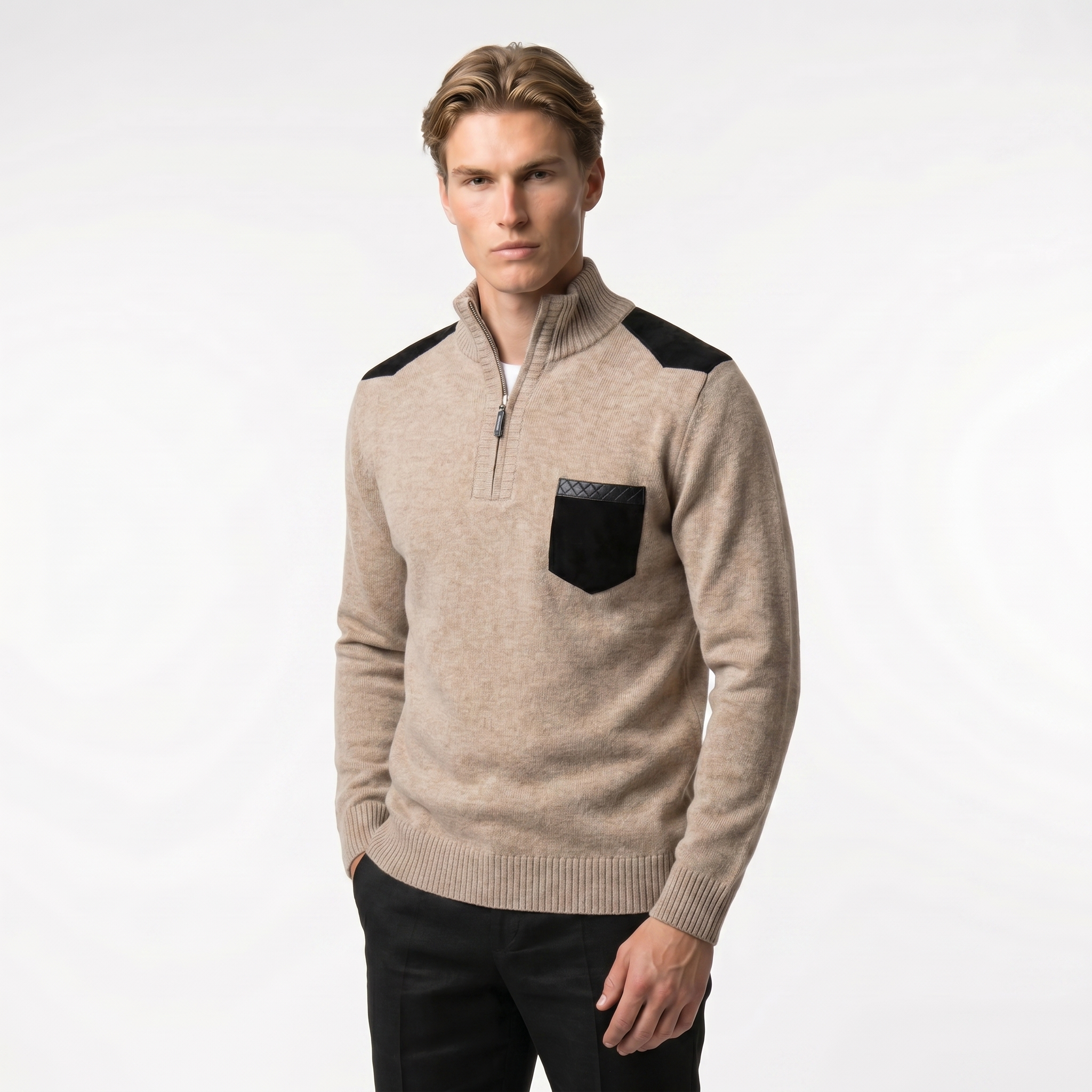 Men's Knit Zip Sweater with Pocket | Comfortable Casual Wear for Everyday Style
