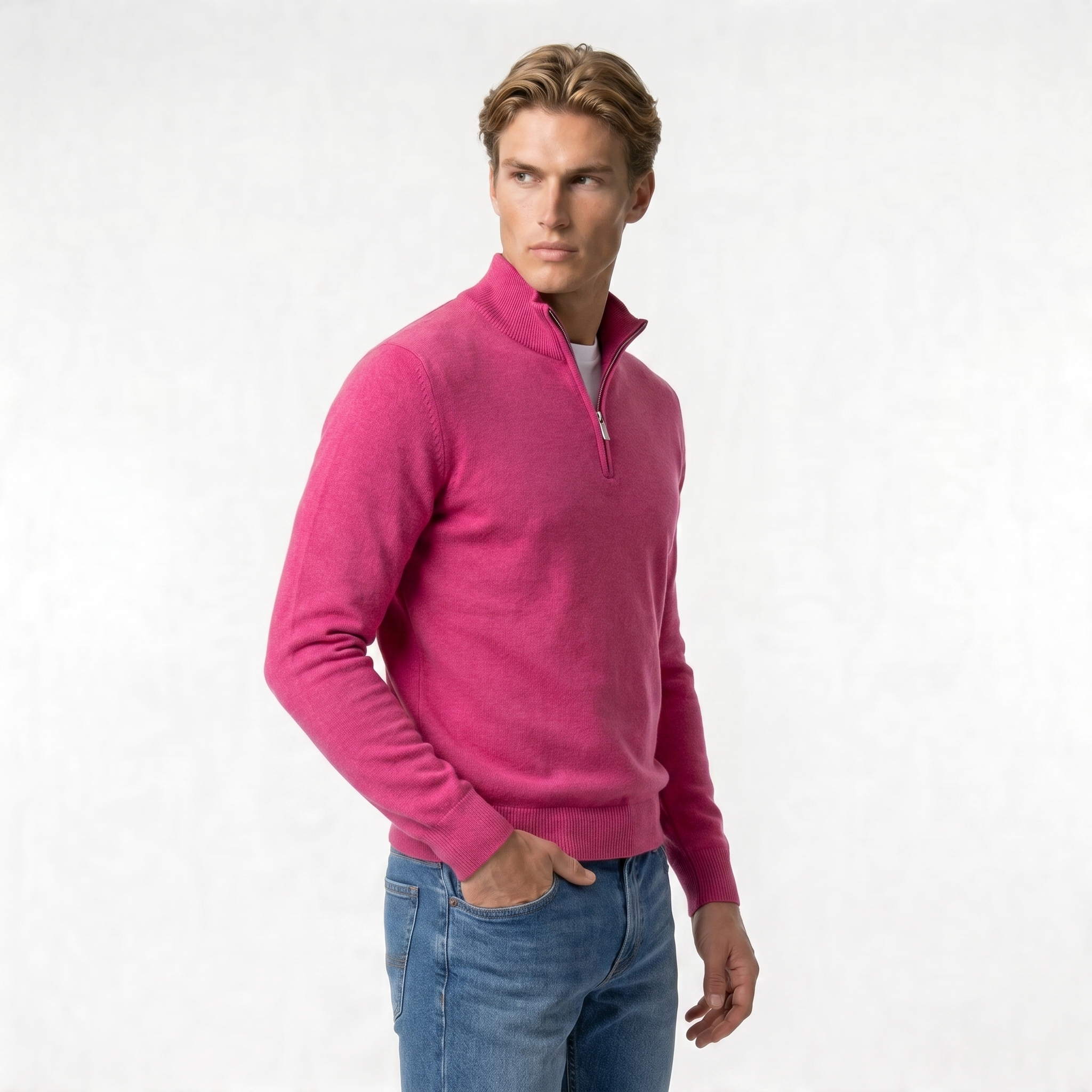 Men's Zip Neck Sweater | Soft Knit Fabric | Casual Layering | Versatile Everyday Wear