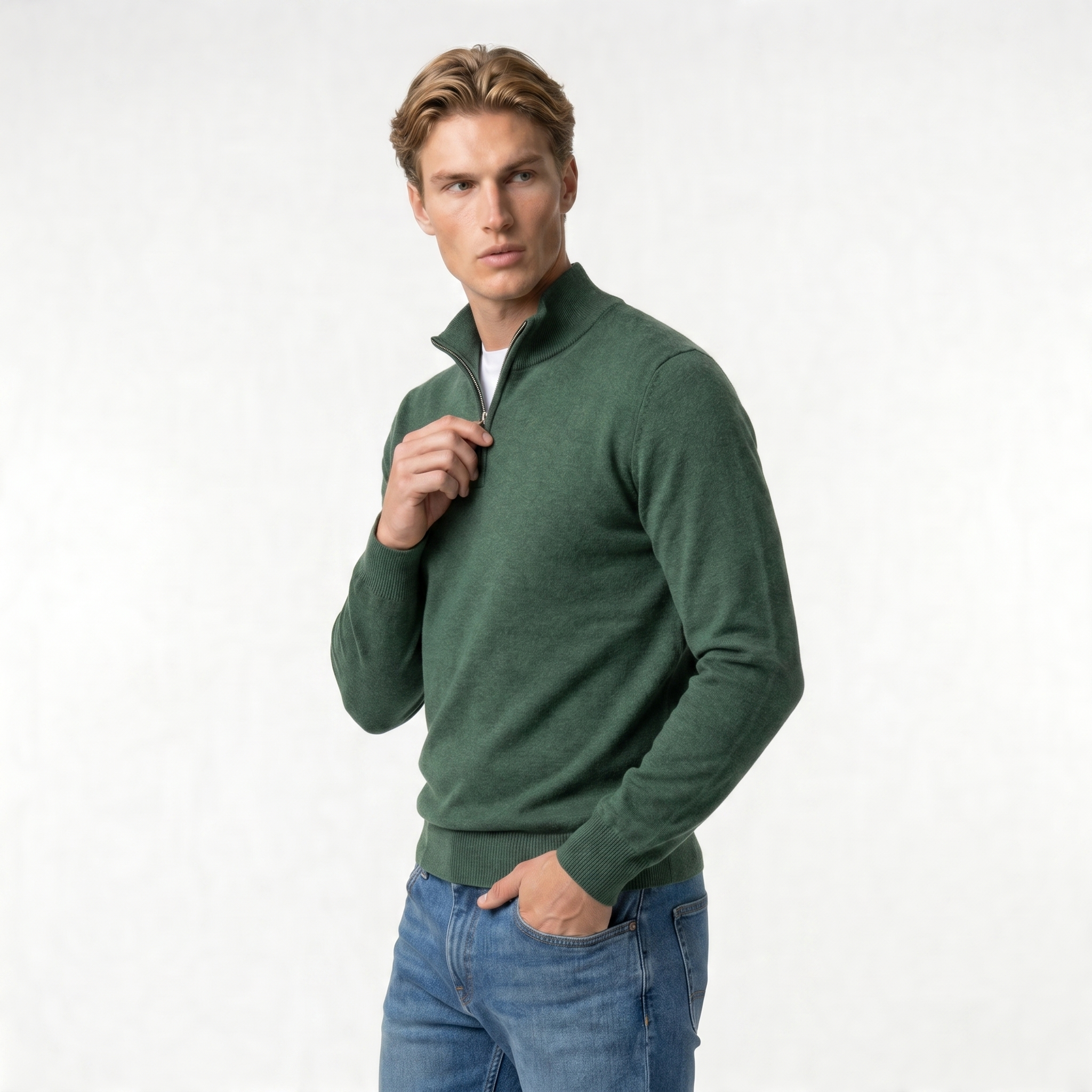 Men's Zip Neck Sweater | Soft Knit Fabric | Casual Layering | Versatile Everyday Wear