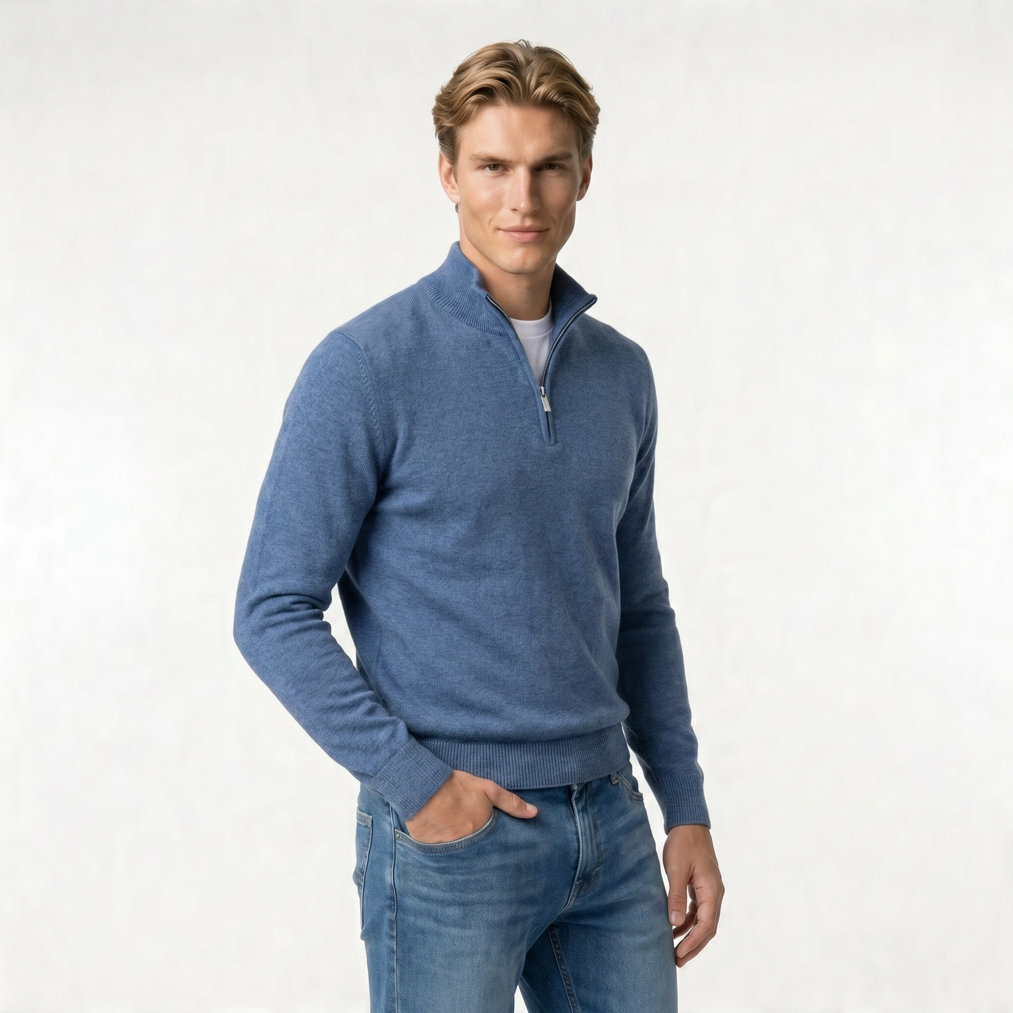 Men's Zip Neck Sweater | Soft Knit Fabric | Casual Layering | Versatile Everyday Wear