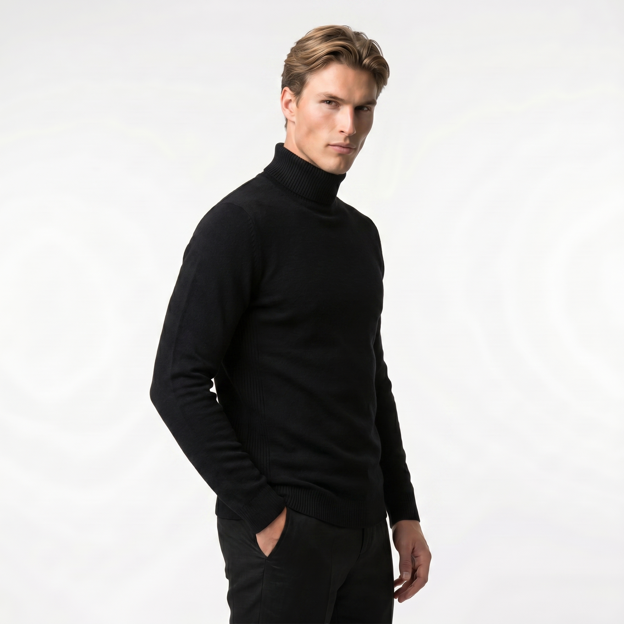 Men's Turtleneck Sweater in Soft Knit Fabric for Casual or Formal Wear