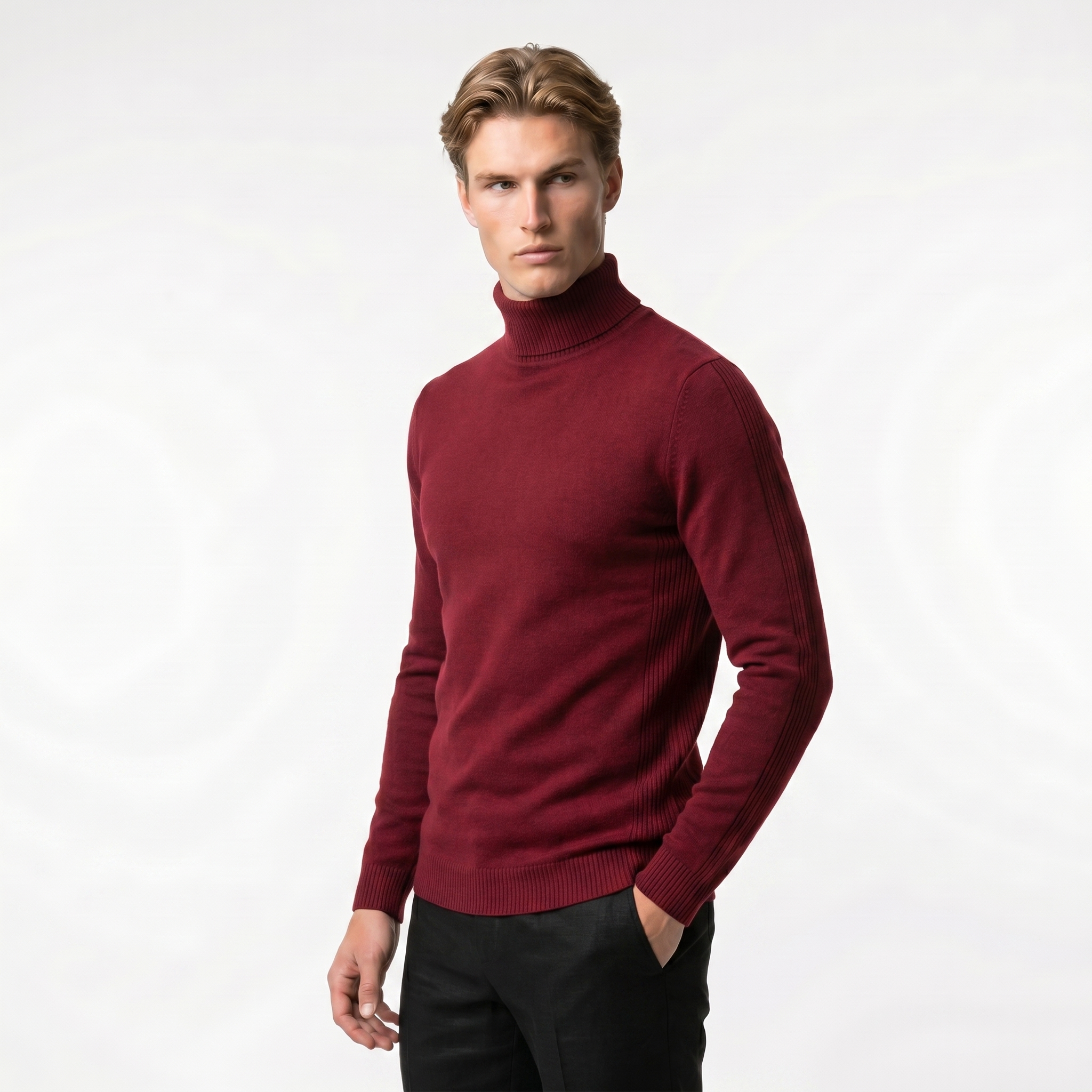 Men's Turtleneck Sweater in Soft Knit Fabric for Casual or Formal Wear