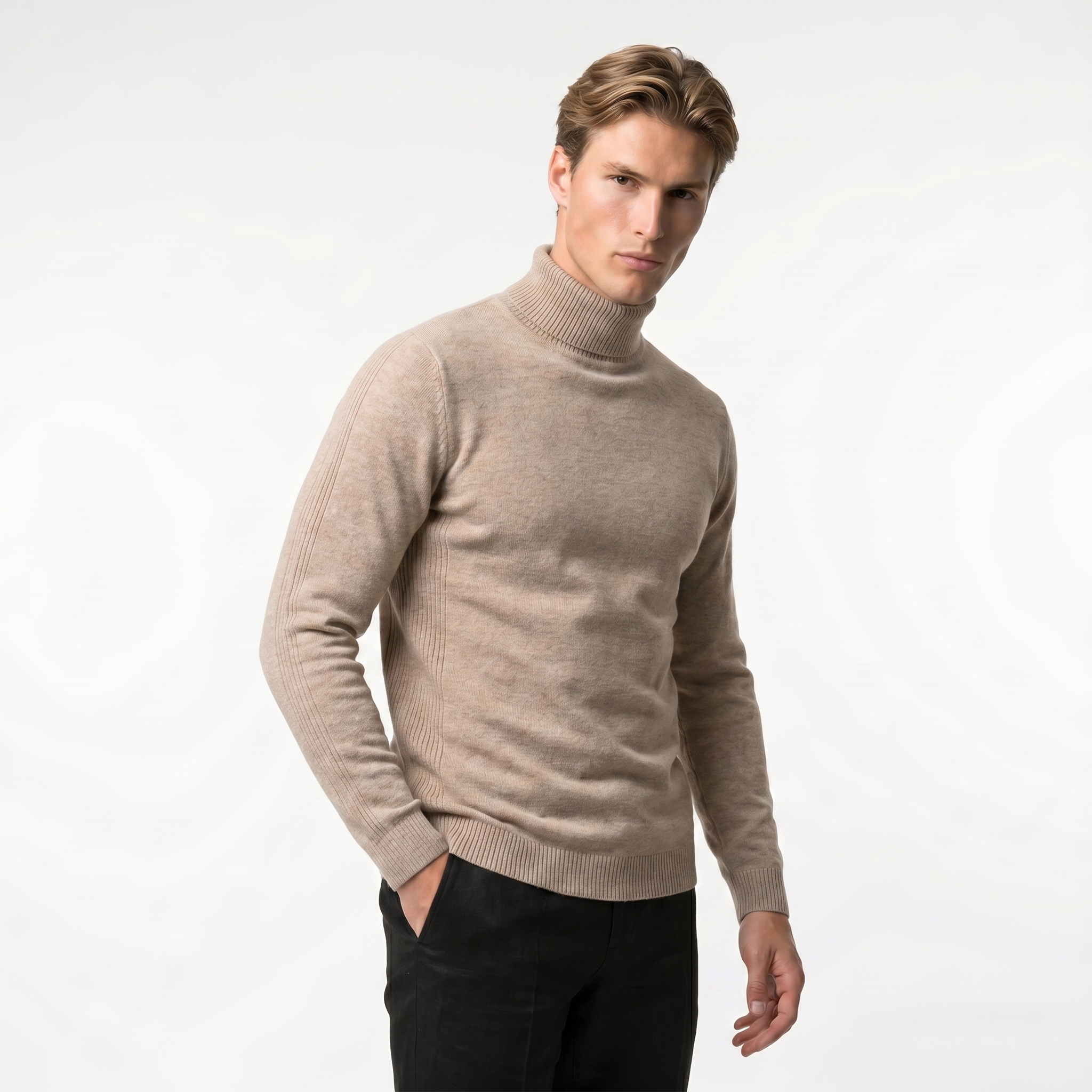 Men's Turtleneck Sweater in Soft Knit Fabric for Casual or Formal Wear