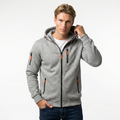 Men's Cotton Blend Adjustable Hooded Zip Hoodie - Casual Jacket for Everyday Wear