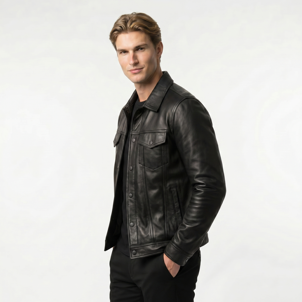 Men's Leather Rider Jacket | Premium Quality | Classic Biker Style | Black